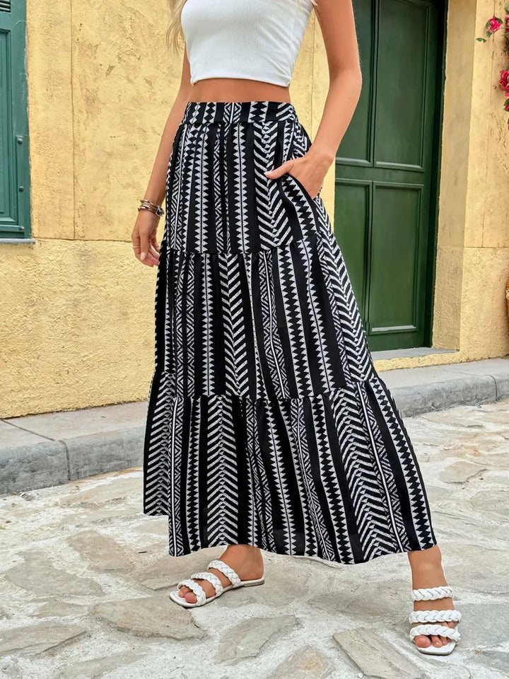 Printed High Waist Skirt - VeauBeauty