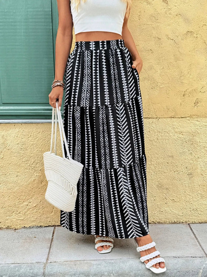 Printed High Waist Skirt - VeauBeauty