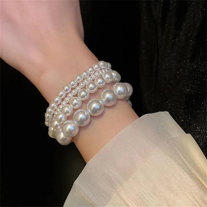 Retro Pearl Stretch Bracelet – Classic Acrylic Beads Women’s Wristband - VeauBeauty
