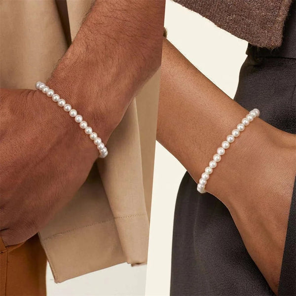 Retro Pearl Stretch Bracelet – Classic Acrylic Beads Women’s Wristband - VeauBeauty