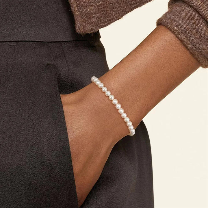 Retro Pearl Stretch Bracelet – Classic Acrylic Beads Women’s Wristband - VeauBeauty