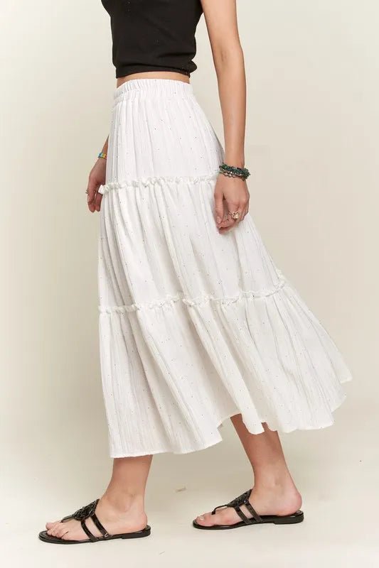 Rhinestone Accent Tiered layered ruffle skirt - VeauBeauty