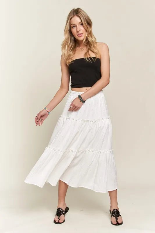 Rhinestone Accent Tiered layered ruffle skirt - VeauBeauty