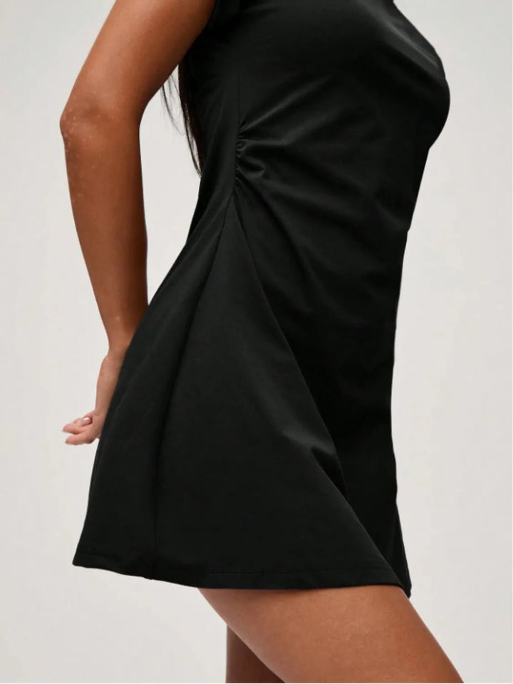 Round Neck Short Sleeve Mini Tee Dress - VeauBeauty