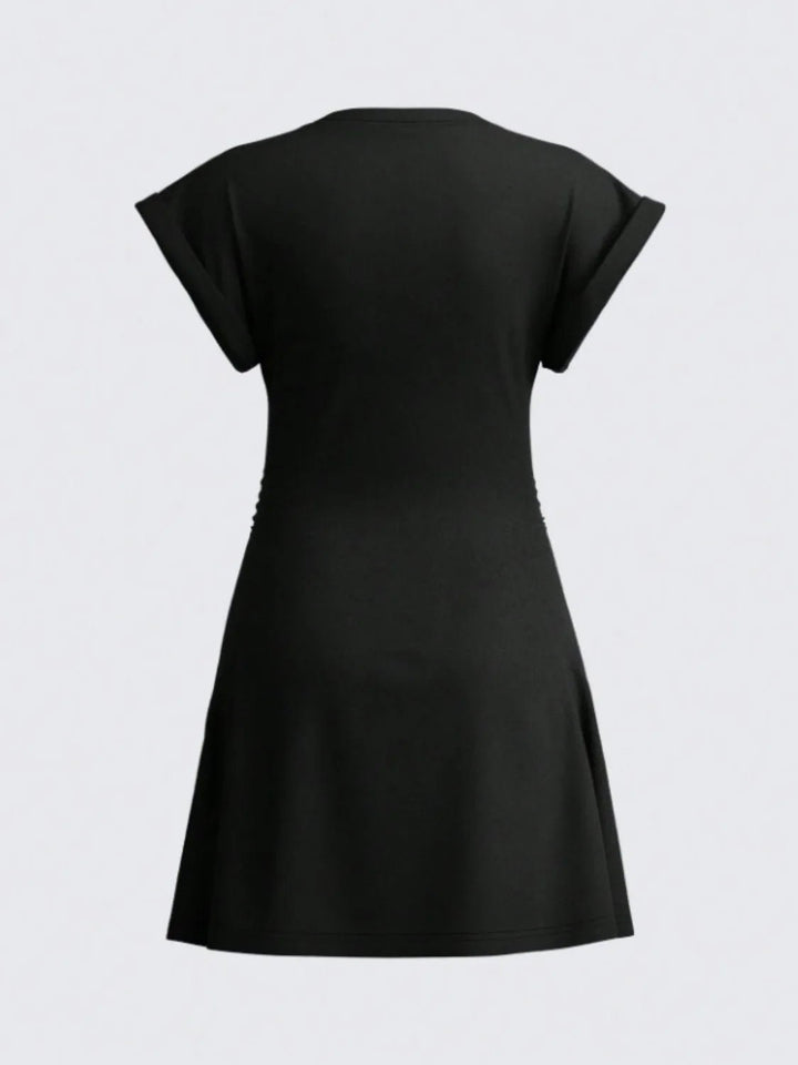 Round Neck Short Sleeve Mini Tee Dress - VeauBeauty