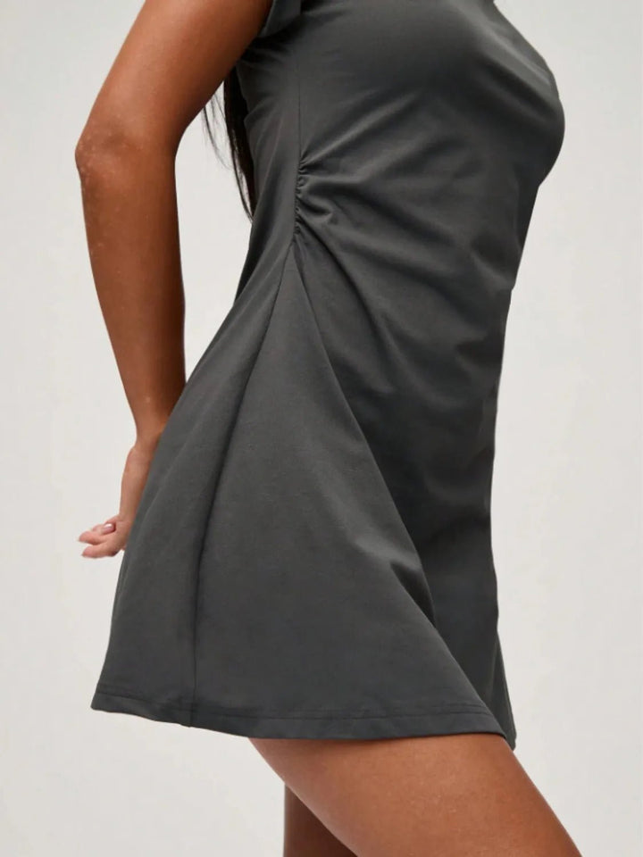 Round Neck Short Sleeve Mini Tee Dress - VeauBeauty