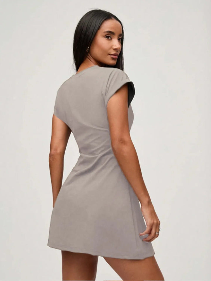Round Neck Short Sleeve Mini Tee Dress - VeauBeauty