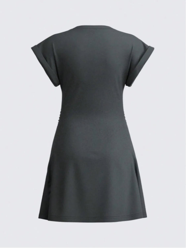 Round Neck Short Sleeve Mini Tee Dress - VeauBeauty