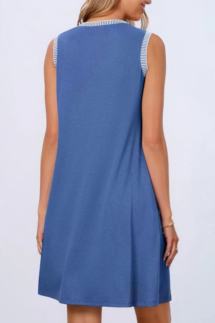 Round Neck Sleeveless Mini Tank Dress - VeauBeauty
