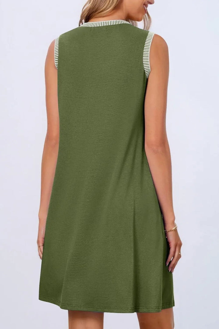Round Neck Sleeveless Mini Tank Dress - VeauBeauty