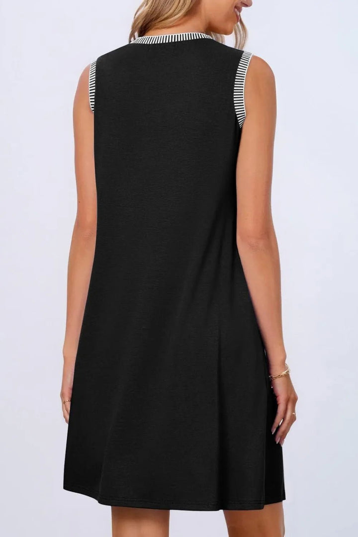 Round Neck Sleeveless Mini Tank Dress - VeauBeauty