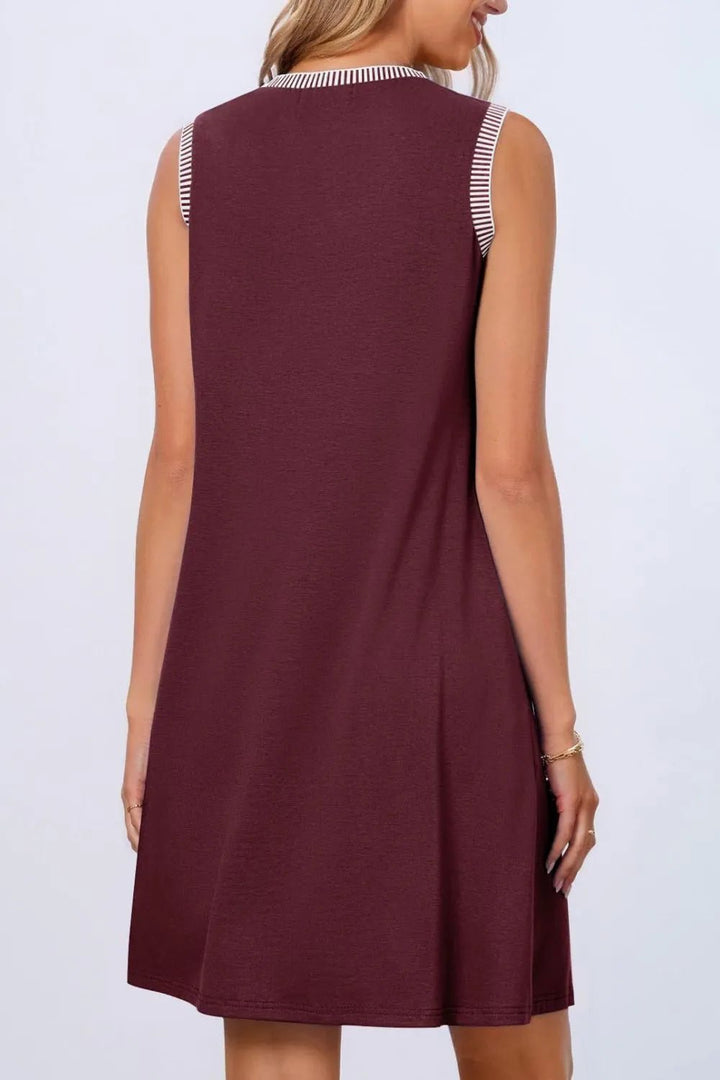 Round Neck Sleeveless Mini Tank Dress - VeauBeauty