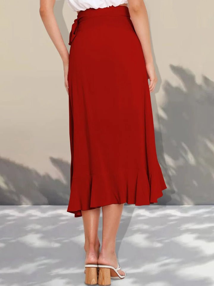 Ruffled Hem Tied Skirt - VeauBeauty