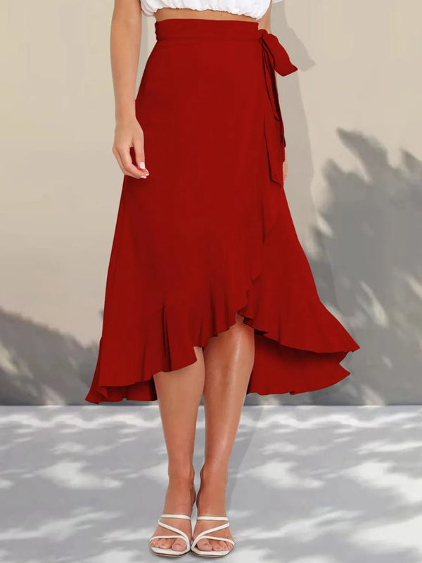 Ruffled Hem Tied Skirt - VeauBeauty