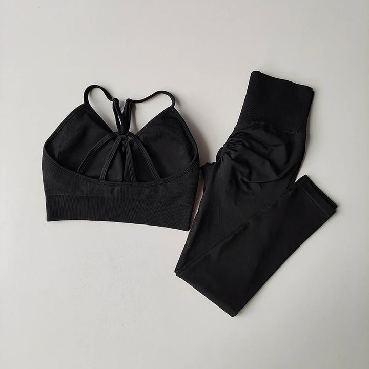 Seamless Hip - Lifting Fitness Yoga Set – V - Neck Bra & High Waist Leggings - VeauBeauty