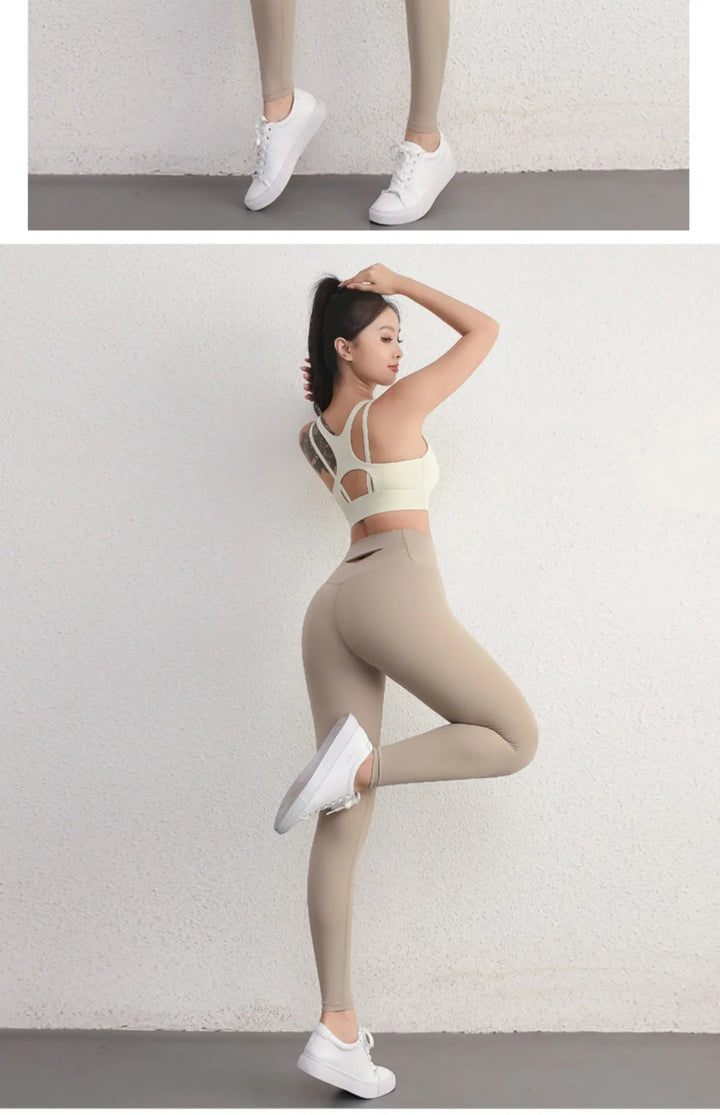 Seamless Peach Hip Yoga Pants – Women's Breathable Tight Waist Fitness Leggings - VeauBeauty