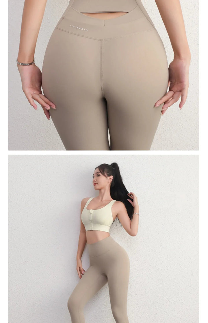 Seamless Peach Hip Yoga Pants – Women's Breathable Tight Waist Fitness Leggings - VeauBeauty