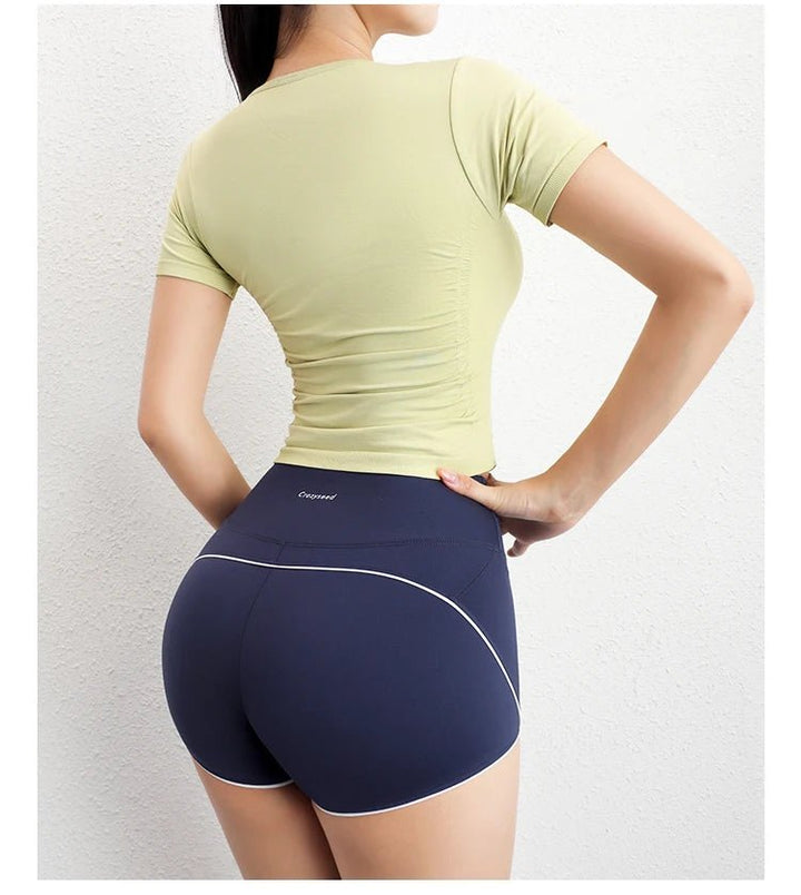 Seamless Short Sleeve Yoga T-Shirt – Women's Stretch Compression Workout Top - VeauBeauty