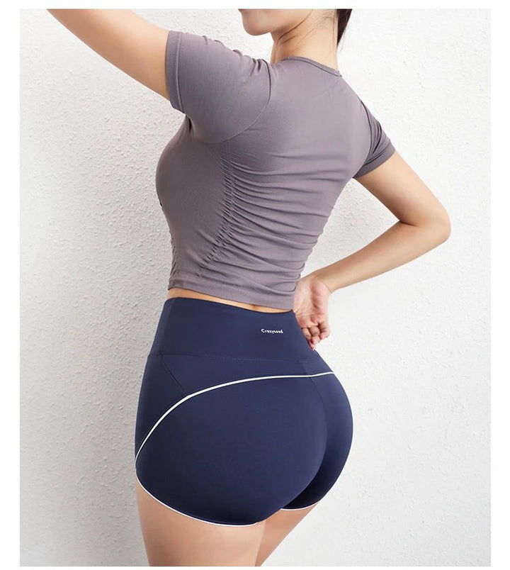 Seamless Short Sleeve Yoga T-Shirt – Women's Stretch Compression Workout Top - VeauBeauty