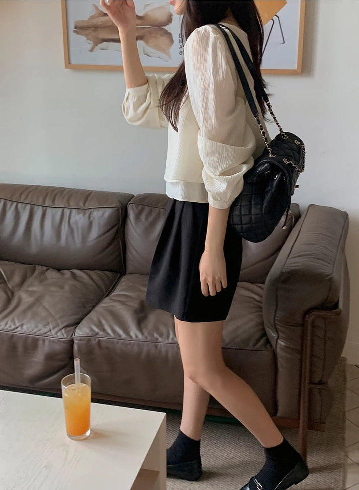 See - Through Shirt & Cami Set – Unique Long Sleeve Two - Piece Top - VeauBeauty