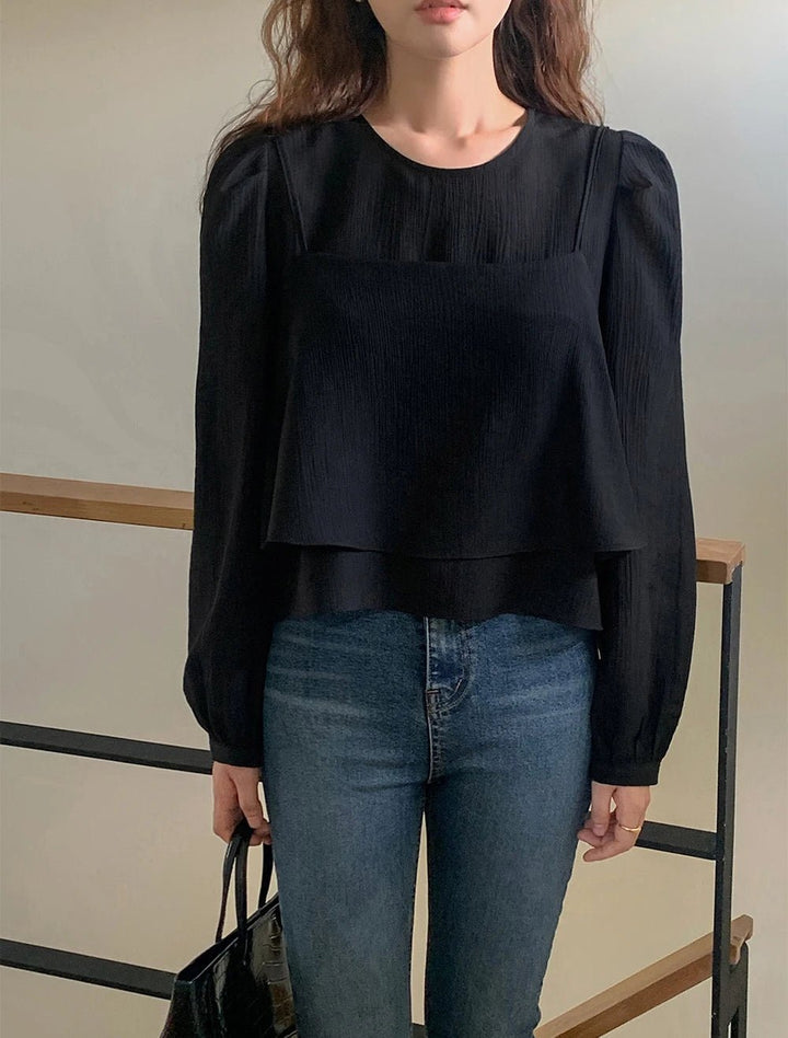 See - Through Shirt & Cami Set – Unique Long Sleeve Two - Piece Top - VeauBeauty