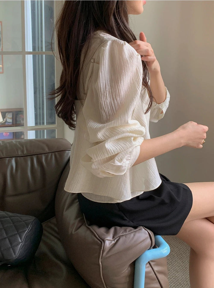 See - Through Shirt & Cami Set – Unique Long Sleeve Two - Piece Top - VeauBeauty