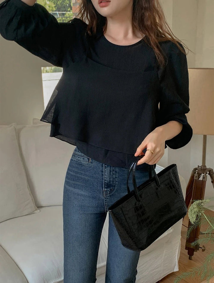 See - Through Shirt & Cami Set – Unique Long Sleeve Two - Piece Top - VeauBeauty