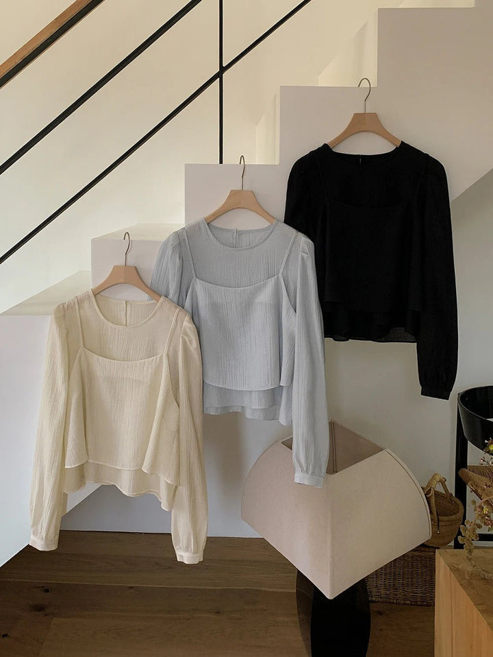 See - Through Shirt & Cami Set – Unique Long Sleeve Two - Piece Top - VeauBeauty