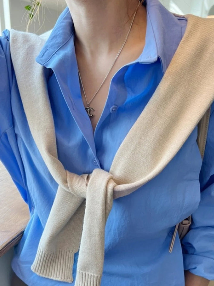 Short - Cut Modern Shirt – Single - Button Autumn Top for Young Women - VeauBeauty