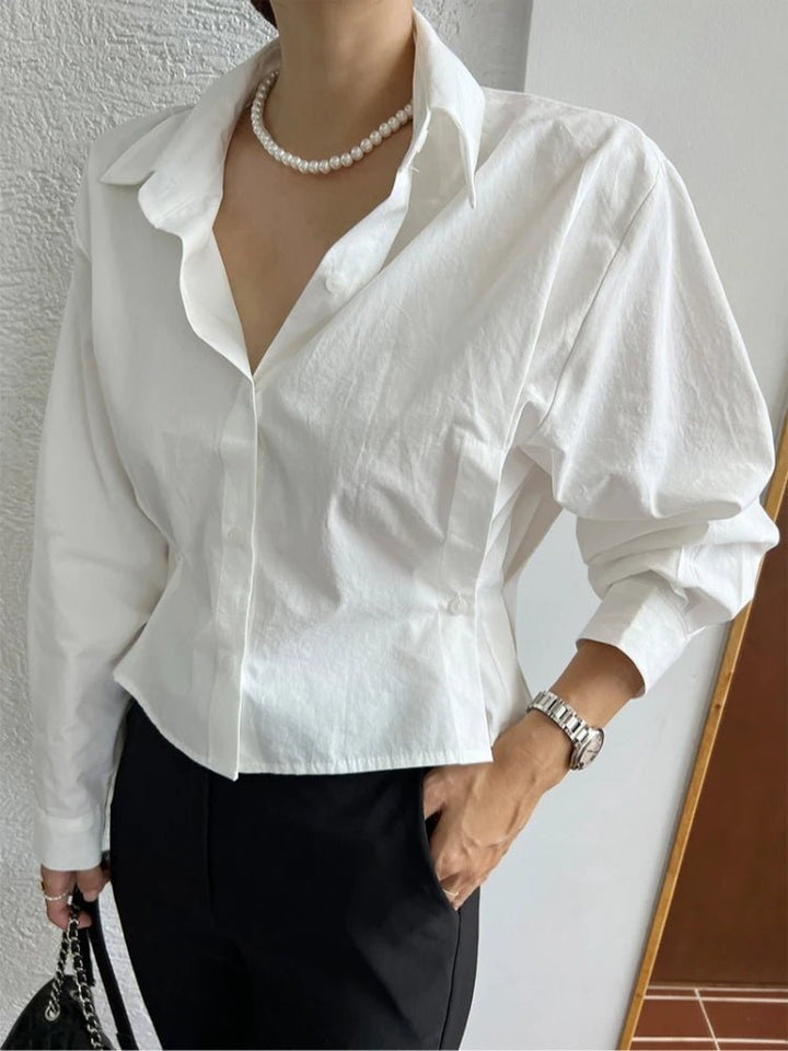 Short - Cut Modern Shirt – Single - Button Autumn Top for Young Women - VeauBeauty