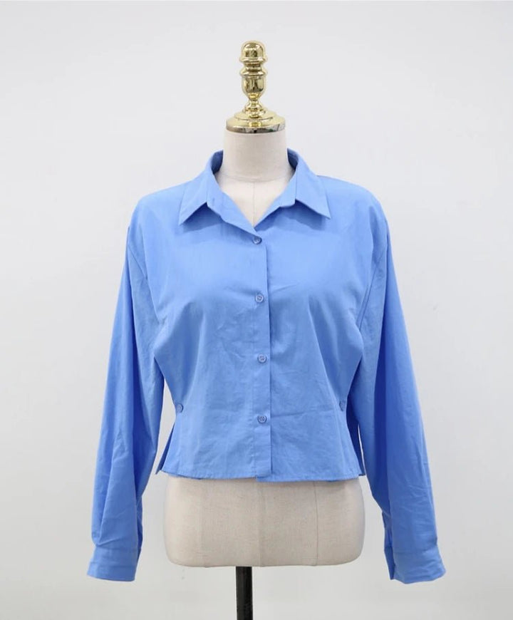 Short - Cut Modern Shirt – Single - Button Autumn Top for Young Women - VeauBeauty