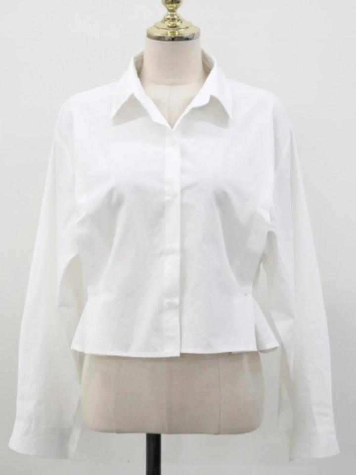 Short - Cut Modern Shirt – Single - Button Autumn Top for Young Women - VeauBeauty