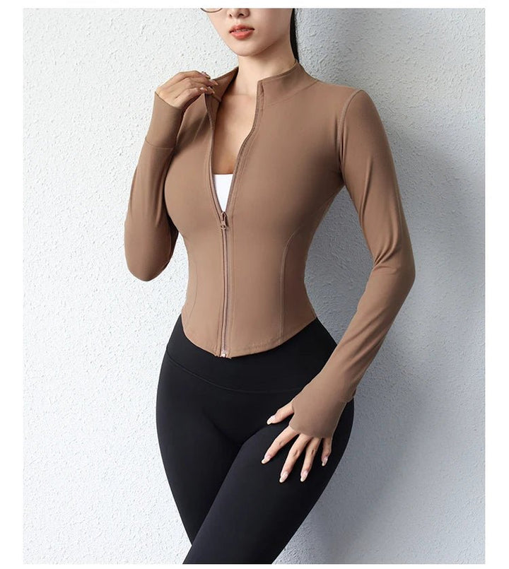Short Zip - Up Yoga Jacket – Women's Slim Fit Fitness Sportswear - VeauBeauty