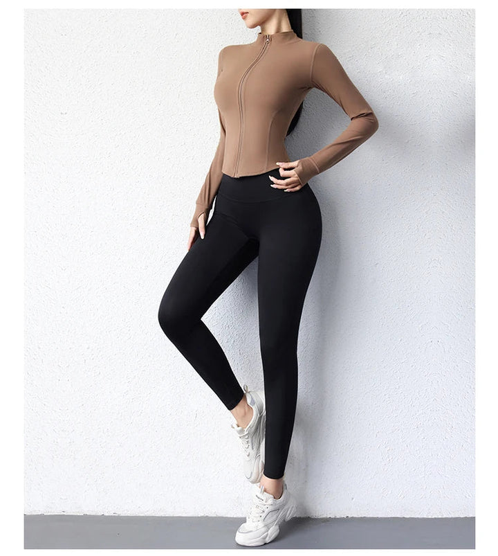 Short Zip - Up Yoga Jacket – Women's Slim Fit Fitness Sportswear - VeauBeauty