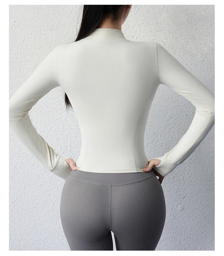 Short Zip - Up Yoga Jacket – Women's Slim Fit Fitness Sportswear - VeauBeauty
