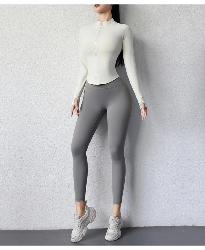Short Zip - Up Yoga Jacket – Women's Slim Fit Fitness Sportswear - VeauBeauty