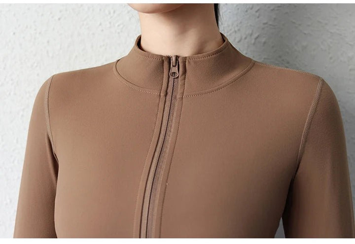 Short Zip - Up Yoga Jacket – Women's Slim Fit Fitness Sportswear - VeauBeauty