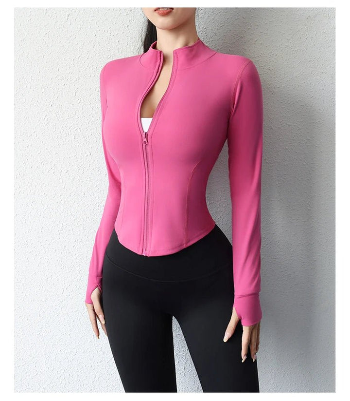 Short Zip - Up Yoga Jacket – Women's Slim Fit Fitness Sportswear - VeauBeauty