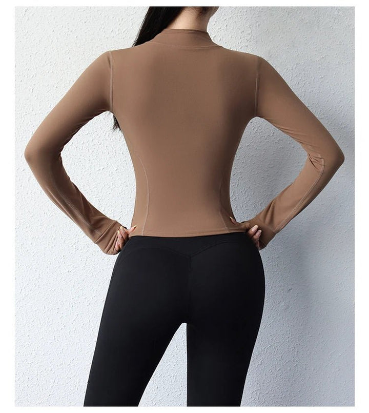 Short Zip - Up Yoga Jacket – Women's Slim Fit Fitness Sportswear - VeauBeauty