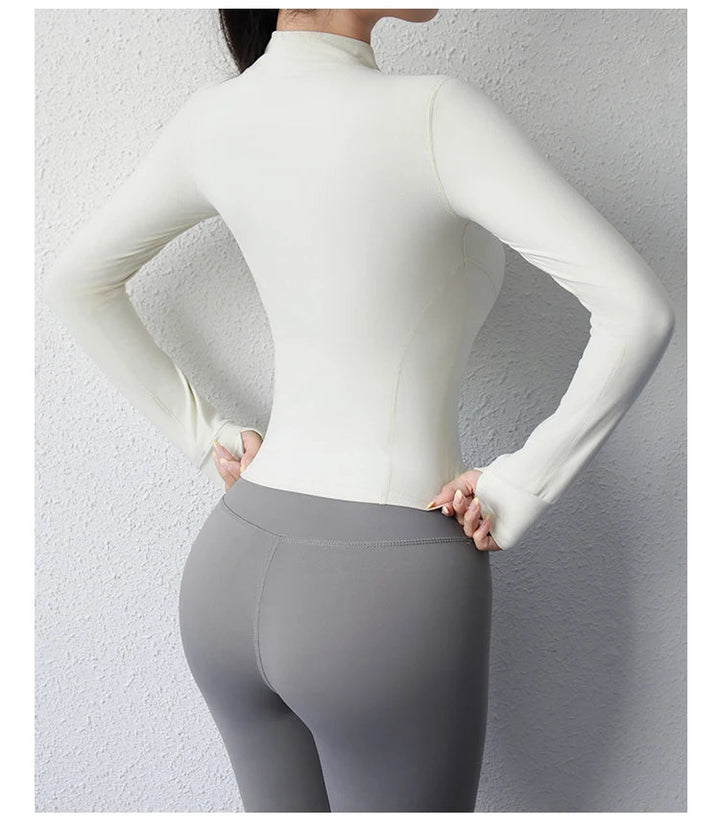 Short Zip - Up Yoga Jacket – Women's Slim Fit Fitness Sportswear - VeauBeauty