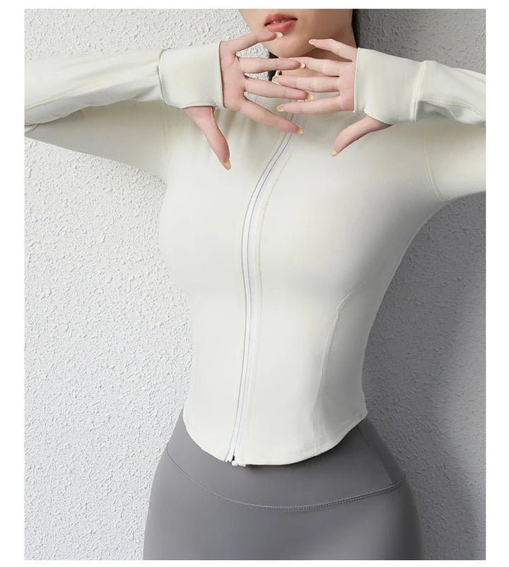 Short Zip - Up Yoga Jacket – Women's Slim Fit Fitness Sportswear - VeauBeauty