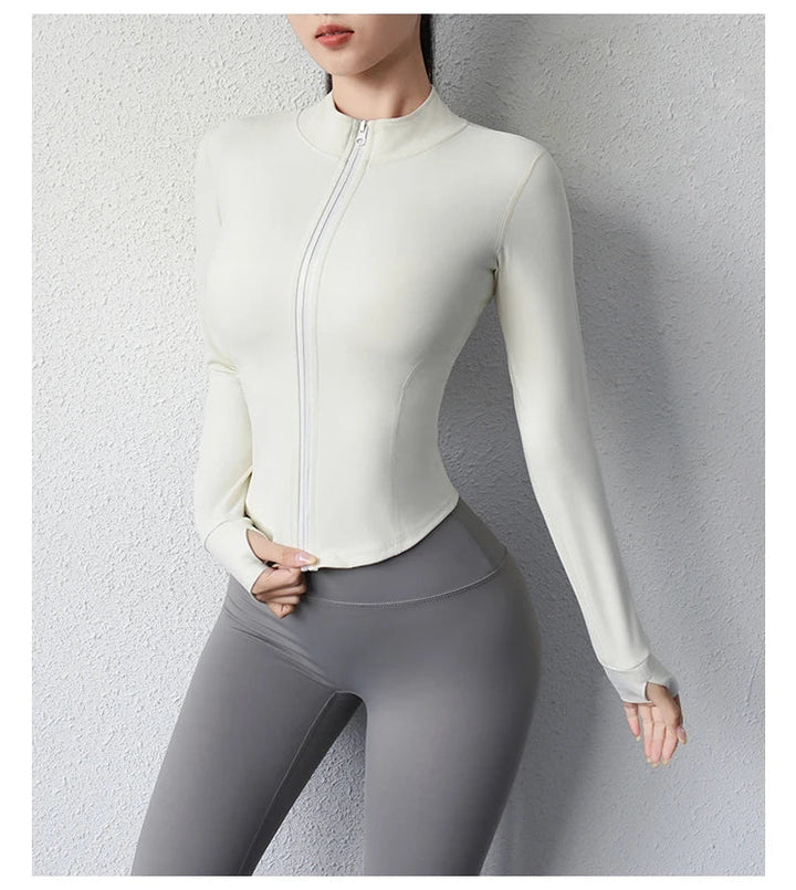 Short Zip - Up Yoga Jacket – Women's Slim Fit Fitness Sportswear - VeauBeauty