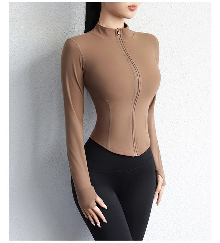Short Zip - Up Yoga Jacket – Women's Slim Fit Fitness Sportswear - VeauBeauty