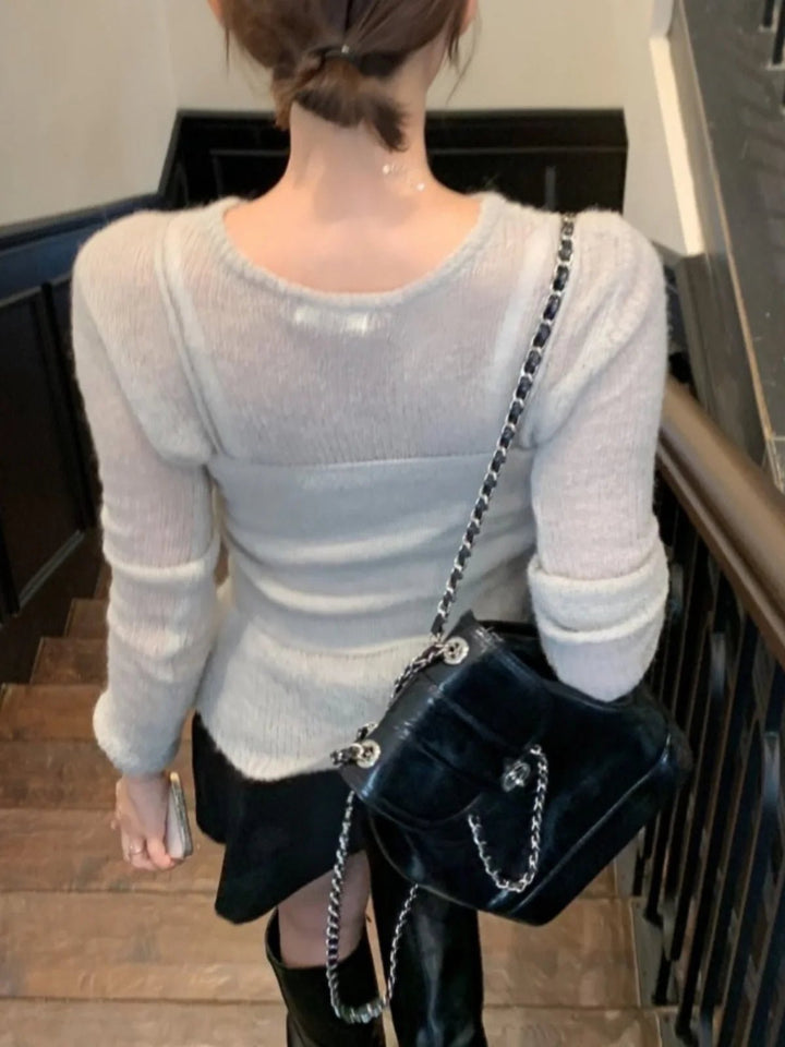 SlimFit Knitted Sweater & Cardigan Set – Korean Style TwoPiece Outerwear - VeauBeauty