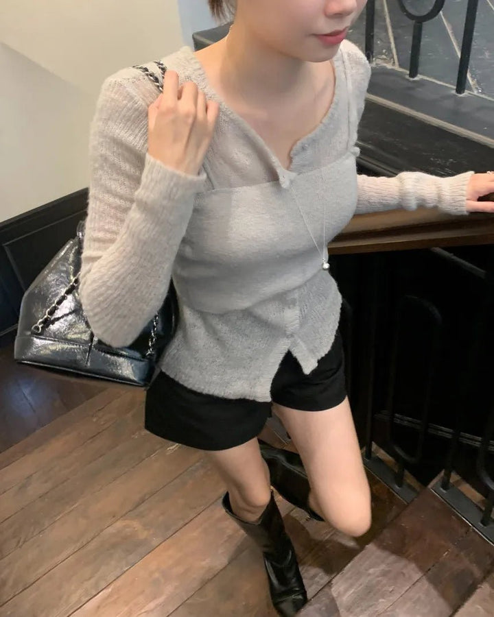 SlimFit Knitted Sweater & Cardigan Set – Korean Style TwoPiece Outerwear - VeauBeauty