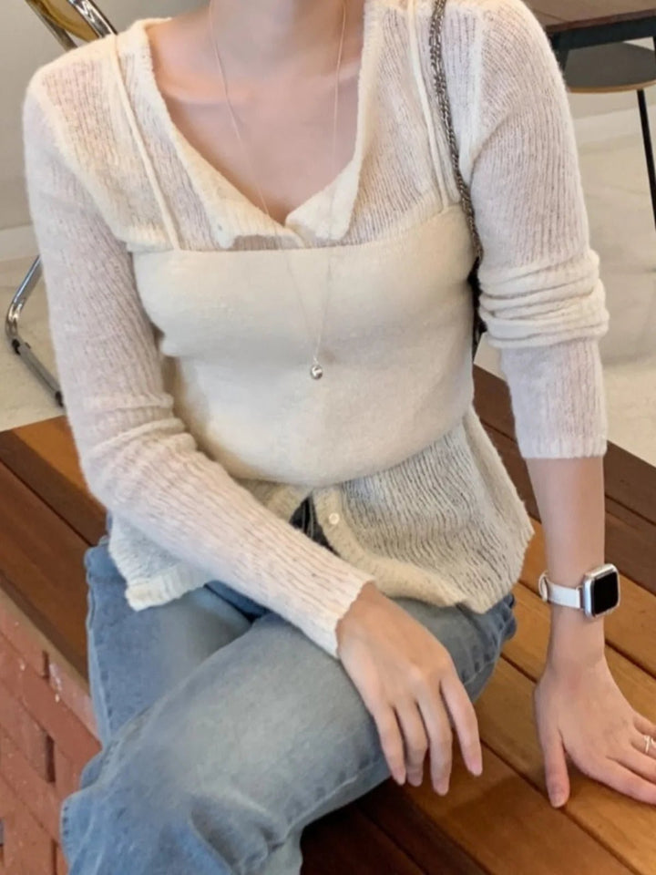 SlimFit Knitted Sweater & Cardigan Set – Korean Style TwoPiece Outerwear - VeauBeauty