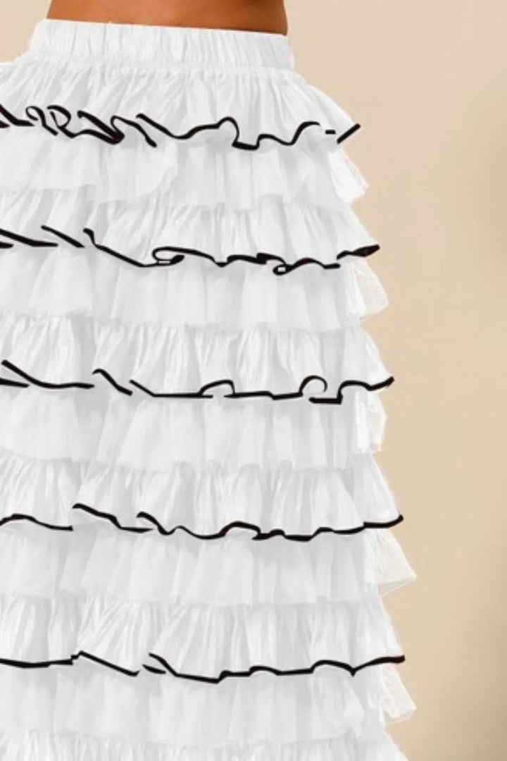 SO ME Layered Ruffled Tulle Maxi Skirt - VeauBeauty