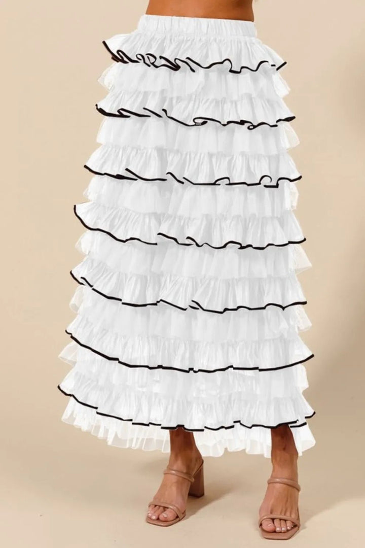 SO ME Layered Ruffled Tulle Maxi Skirt - VeauBeauty
