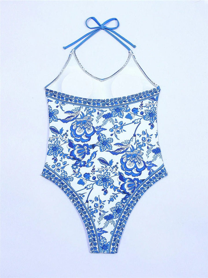 Solena 2025 – Halter String Print One - Piece Swimsuit for Women - VeauBeauty
