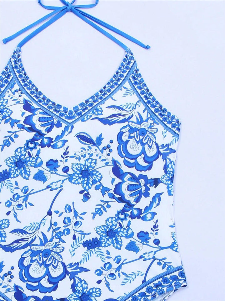 Solena 2025 – Halter String Print One - Piece Swimsuit for Women - VeauBeauty